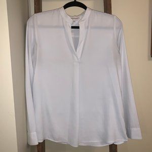 Prologue White Split Collar V-Neck Blouse Size XS